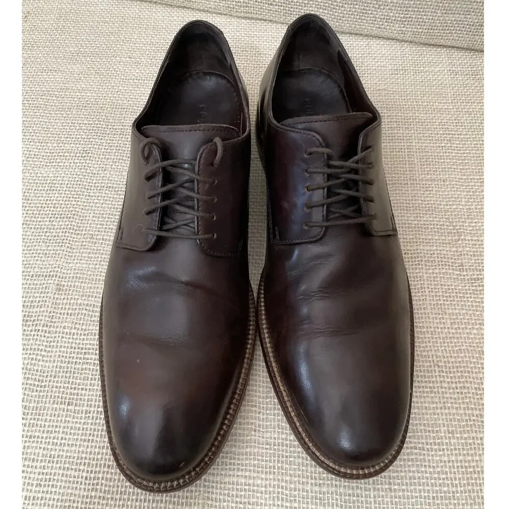 Cole Haan C28880 Fitzgerald Mens Size 10.5 M Brown Leather Plain Toe‎ Oxford